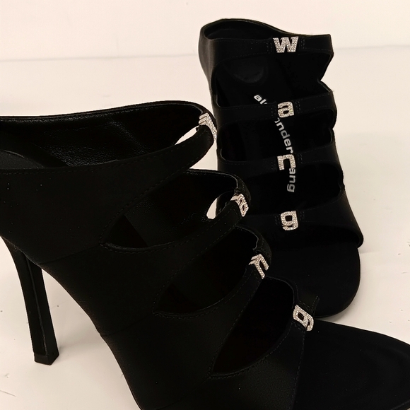 Alexander Wang Black Satin Lolita Crystal Embellished Sandal Heels - Picture 7 of 15